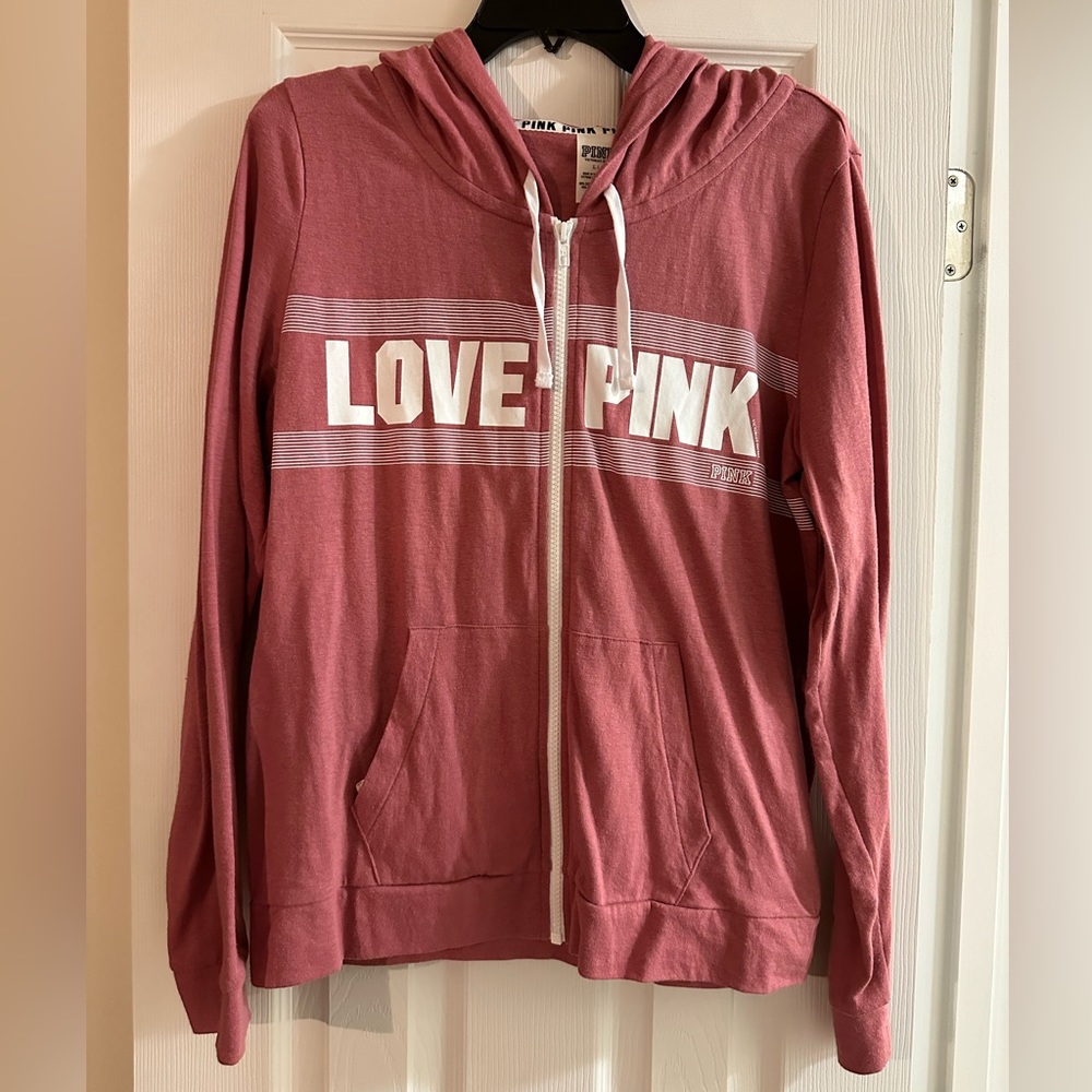 PINK Light Weight Zip Up Sweatshirt